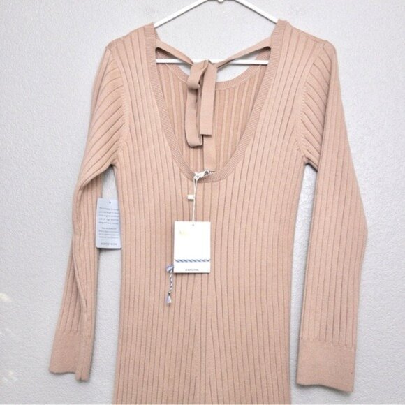 NWT WAYF Dede x Emily Hollie Sweater Dress S BFF Collection Ribbed Knit Midi - Picture 9 of 13